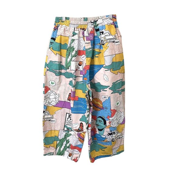 JAPANESE BRAND Cartoon Graphic Wide Leg Pant ONE SIZE - Picture 1 of 5
